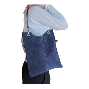 Borse in Pelle crossbody tote Navy blue suede brown leather boho bag shoulder
